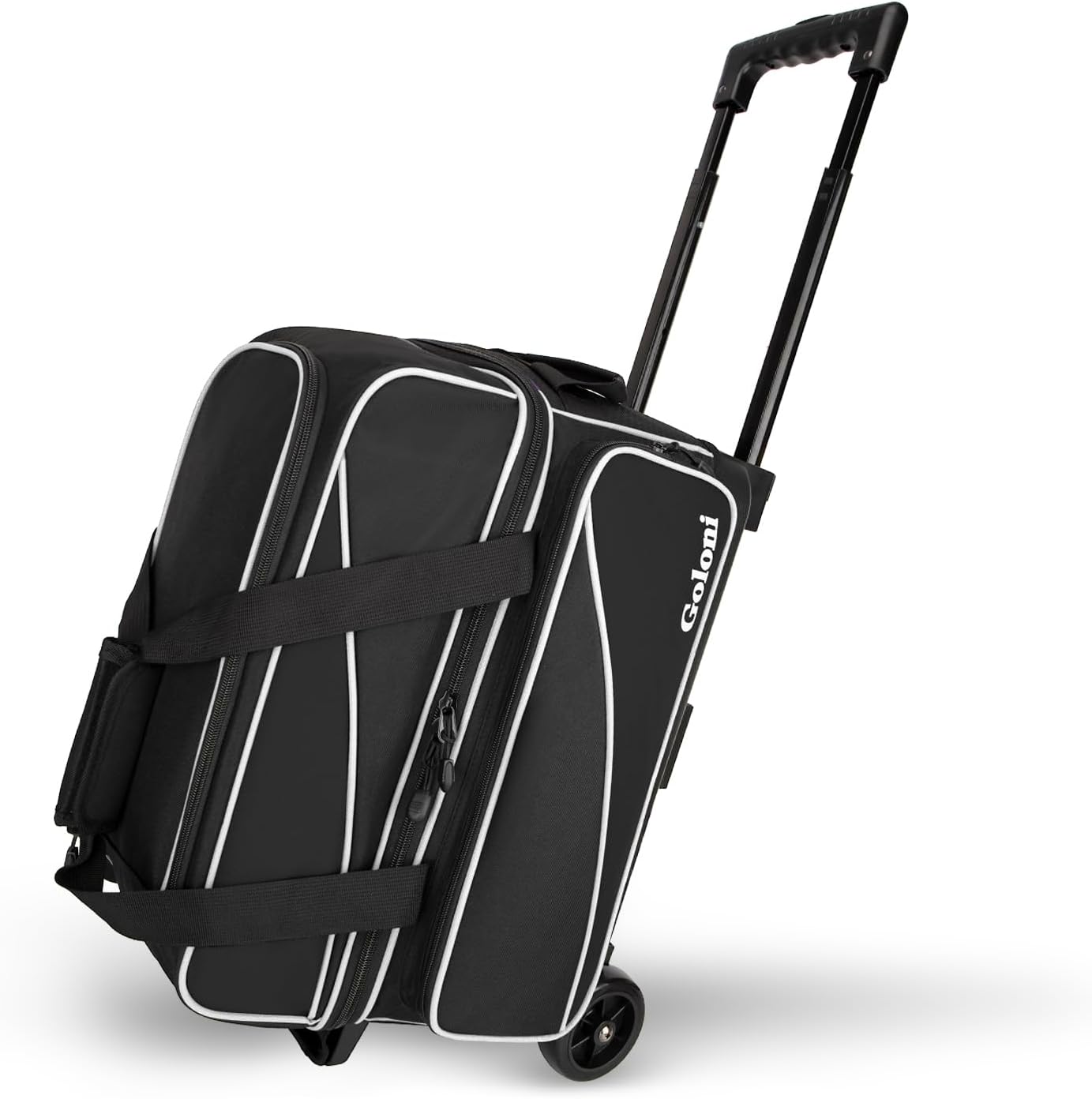 Goloni 3 Ball Bowling Bag with Wheels, 2+1 Double Roller Bowling Bag with Shoe Compartment,Tote Bag for Bowling Accessories