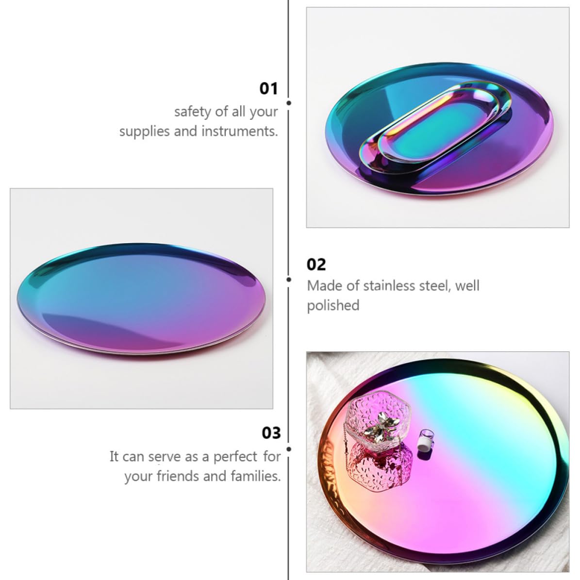 Plato de Postre de Acero Inoxidable Elegante y Chic para Almacenamiento de Alimentos y Decoración del Hogar Adecuado para Servir Frutas y Aperitivos