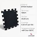 Leeway Interlocking Gym Mats for Floor | EPDM (Set of 6, 10mm, 20"x20") Black with Blue Flecks | Gym Floor Mat Rubber for Workout | Equipment Matt for Home | Rubber Tiles, Kids Rooms Puzzle Mate gallery image
