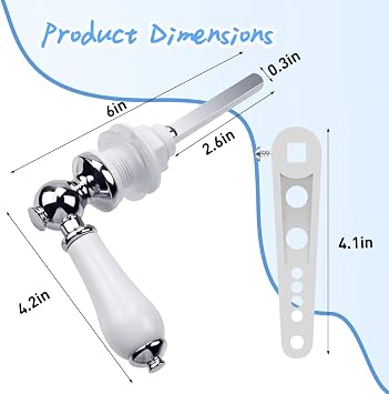 Ceramic Toilet Flush Handle, Replacement Universal Fit Cistern Chrome Plated Replacement Handle Cistern Lever for Toilet Cistern Tank Lever (Argent)