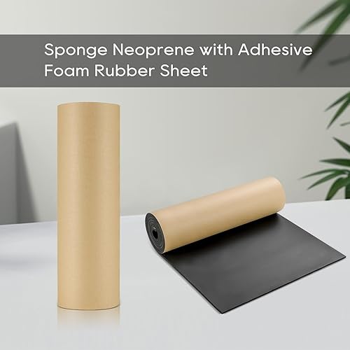 Miniatura 21 de NATGAI Esponja de neopreno con lámina de goma de espuma adhesiva de 1/4 pulgadas de grosor x 12 pulgadas de ancho x 54 pulgadas de largo, cortado a