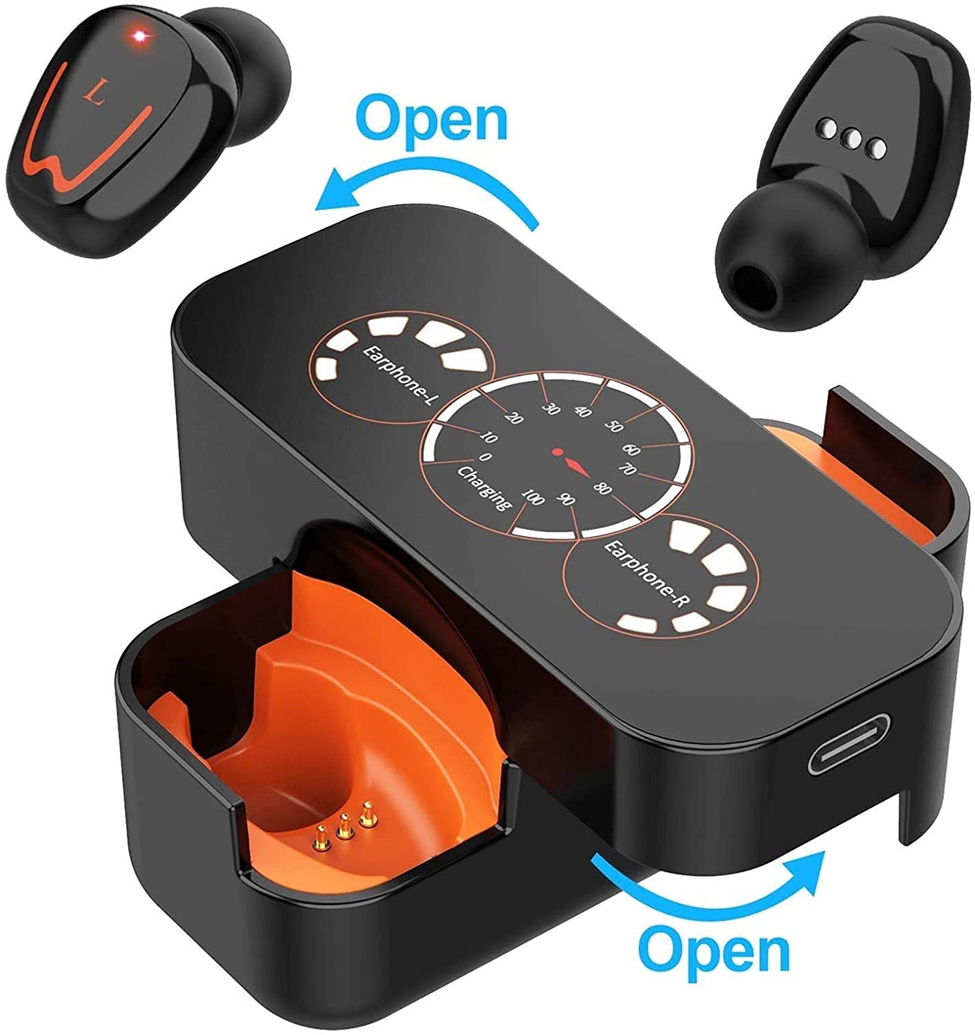 Auricolari wireless veri, auricolari Bluetooth 5.0 in-ear con custodia di ricarica, chiamate stereo facili da abbinare, microfoni integrati, resistenza al sudore IPX6 per sport, allenamento, palestra