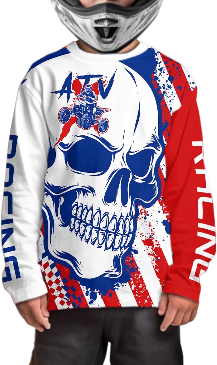 Custom Skull ATV Motocross Racing Jersey Kid Men Women Quad Racing Jersey Off-Road Shirt UPF30+ Youth Motorcycle Shirt - Image 4