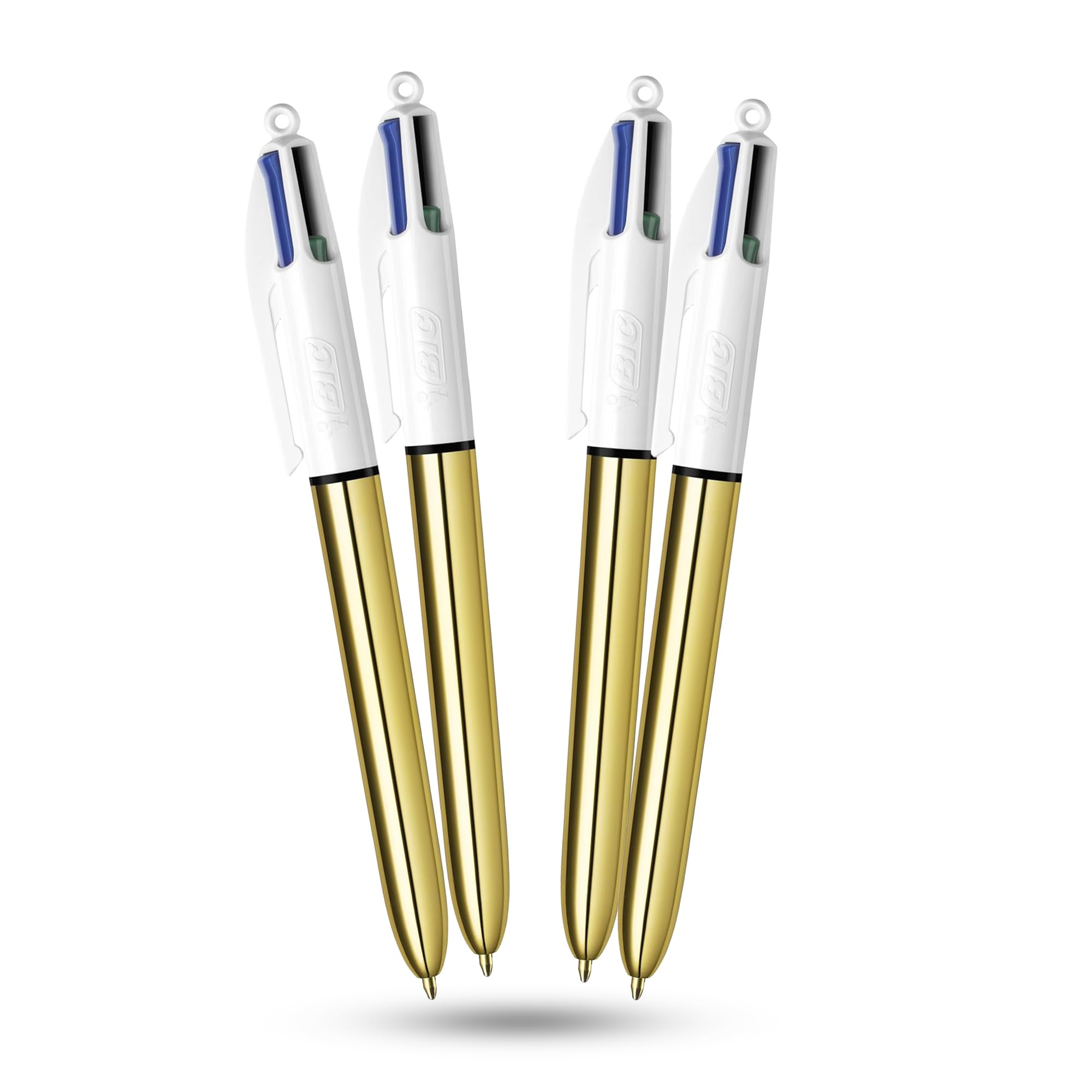 BIC 4 kolory błyszczące długopisy metalowe złota beczka średnia końcówka 1,0 mm atrament Biros chowany klips boczny wielokolorowe długopisy do szkoły biura artykuły pa notatki kodowanie