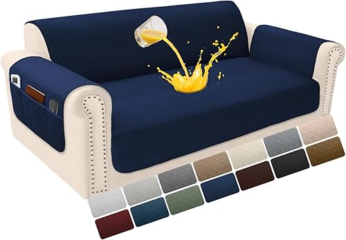 Miniatura 73 de Funda de terciopelo 100 % impermeable para perros, funda de sofá lavable para sofá de 3 plazas, juego de fundas acolchadas y antideslizantes con