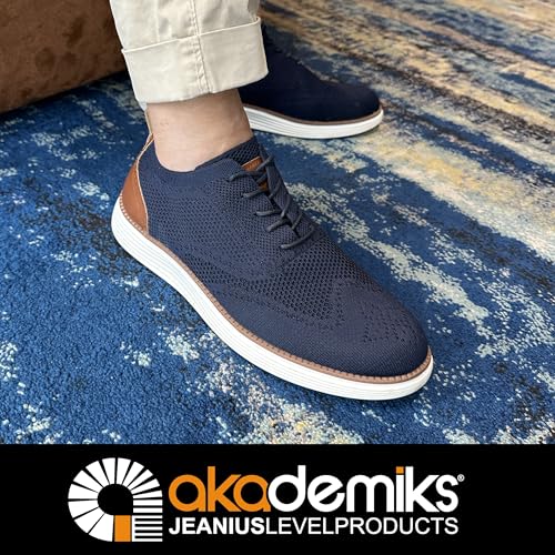 Image of AKADEMIKS Mens Olney Wingtip Knit Oxford, Sleek Breathable Dress Shoes
