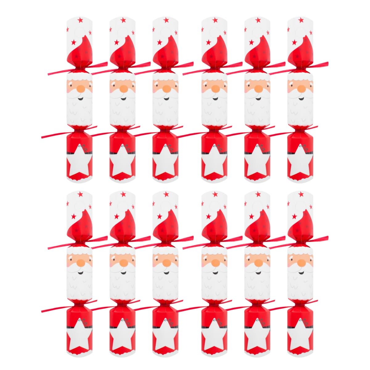 YöL 12 Make Your Own Santa Christmas Crackers 12 Inch DIY Kit – Festive Family Craft Activity with Hats, Mottos, Snaps & Raffia Ties – Eco Conscious Crackers & Packaging for Xmas Table Decorations