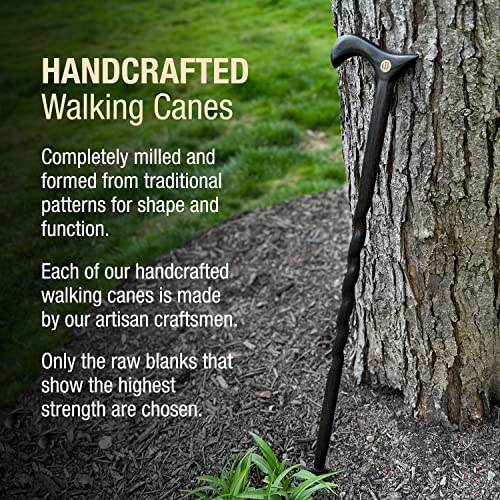 image for Brazos Handcrafted Wood Walking Cane, Twisted Oak, Derby Style Handle,