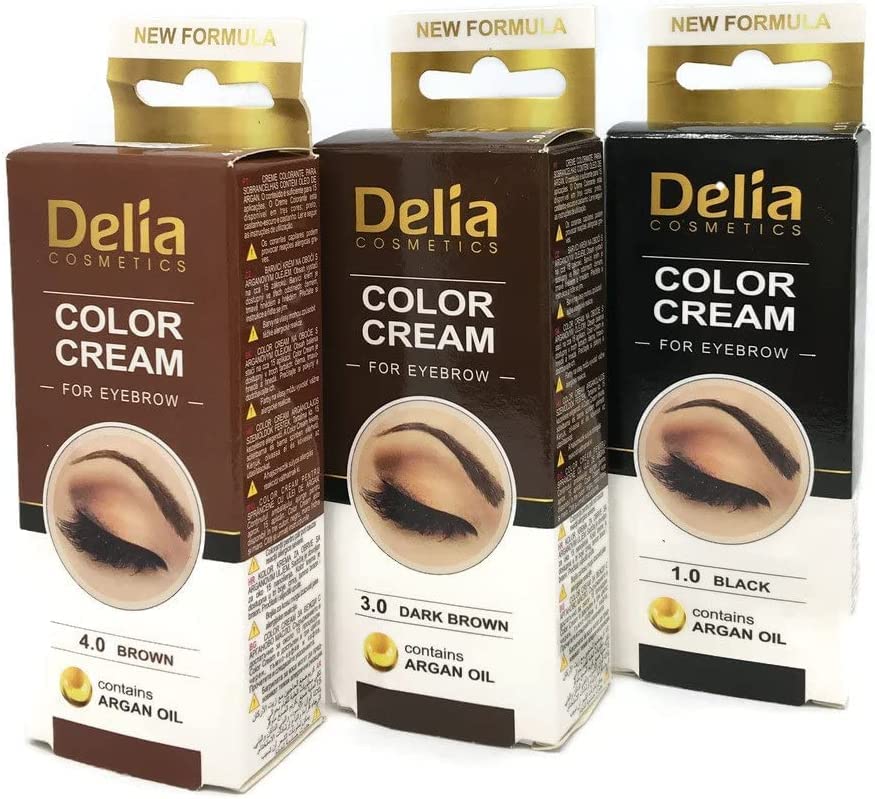 Tinte profesionales para cejas y pestañas profesionales, 16ml KIT Delia Negro/Marrón/Marrón Oscuro/Gris (NEGRO+MARRÓN+MARRÓN OSCURO)