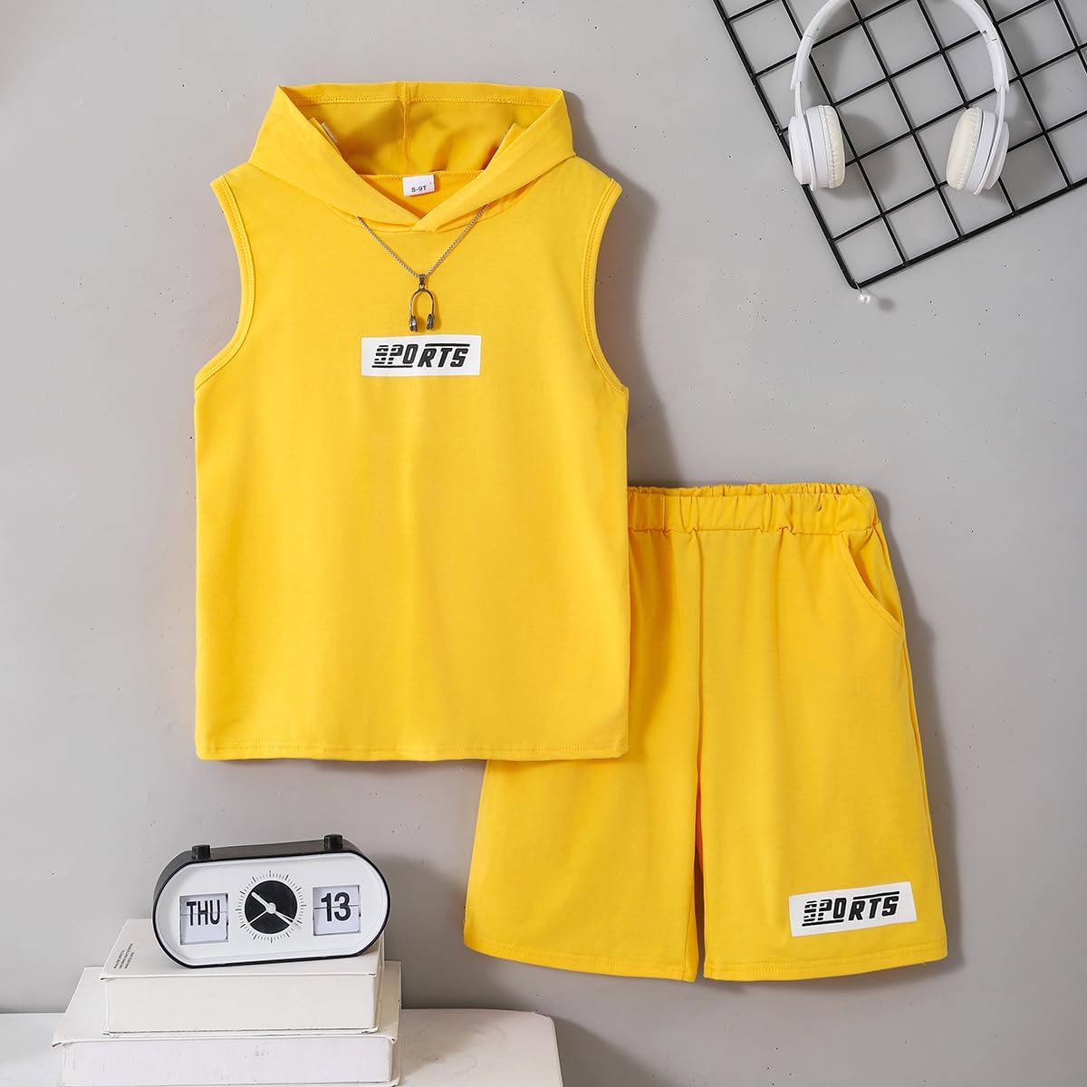 Boys 2-Piece Hoodie & Shorts Set (8-14) - Graphic Print Casual Summer Tween Outfit for Kids