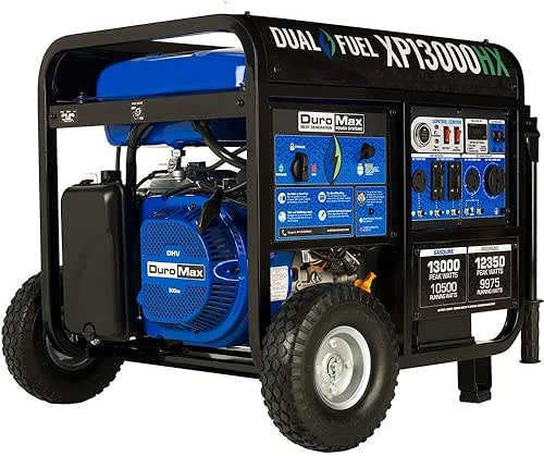 DuroMax XP13000HX 13,000-Watt Dual Fuel Portable Generator - Gas &
