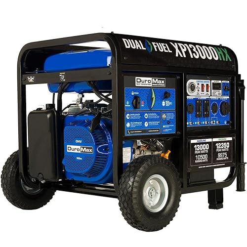 DuroMax XP13000HX 13,000-Watt Dual Fuel Portable Generator - Gas &