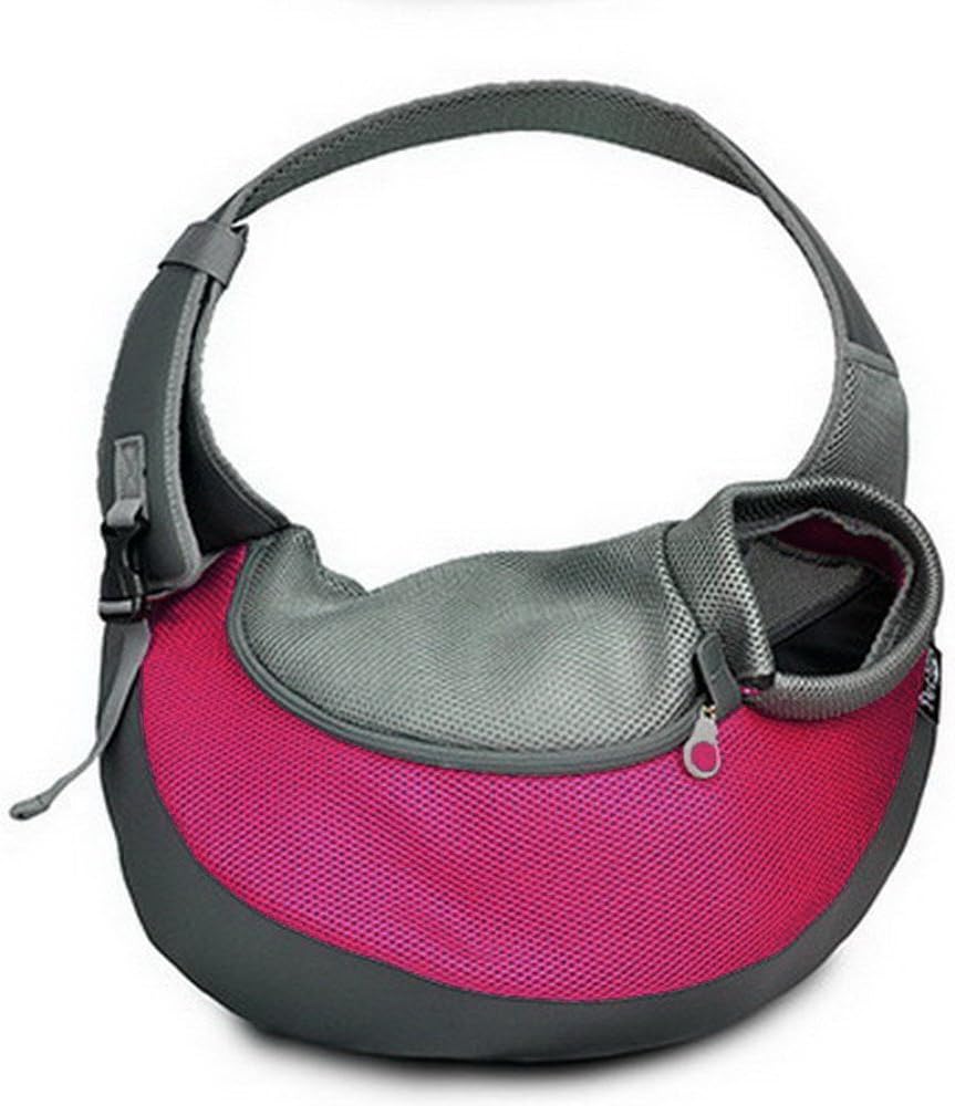 BIG WING Pet Sling Carrier for Dog Cat Pets Travel Shouder Bags, Rose Red Large Size