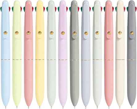 Ddaowanx Multicolor Pens Ballpoint,12 Pcs 4-in-1 Multicolored Pen 0.5mm | Fine Point Smooth Writing Color Ink Pens for Nurses,Teachers,Cute Nurse Accessories for Work,Gifts for Women
