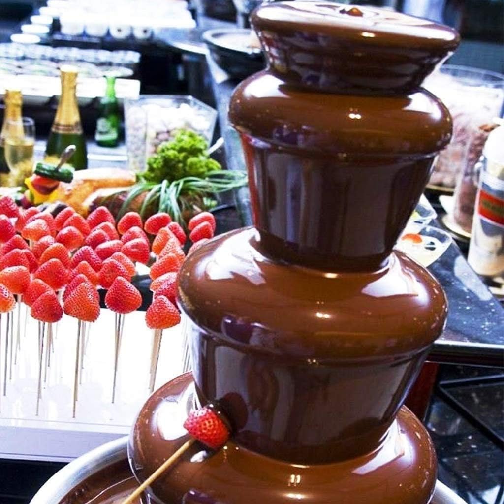Chocolate Fountain Small Chocolate Fountain Machine for Melting Chocolate Stainless Steel Heated Basin Chocolate Fountain for Kids and Parties Easy to Assemble 3-Tiers