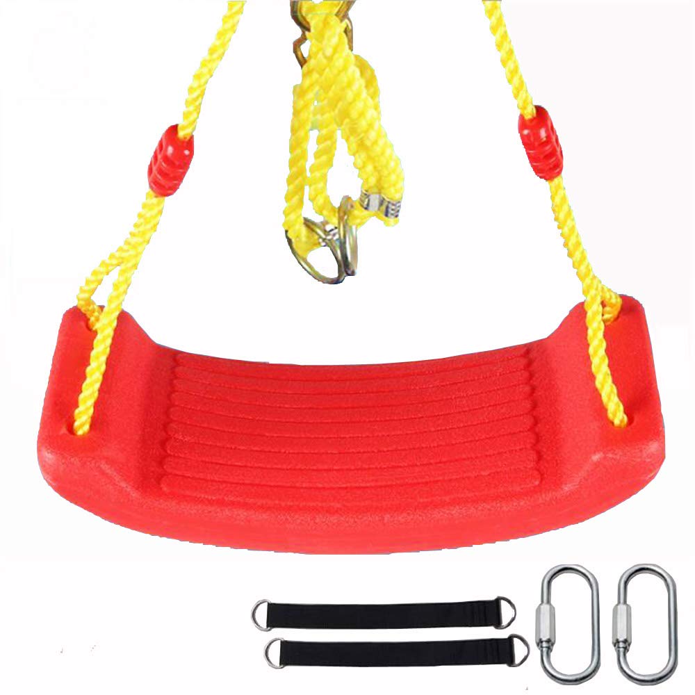 SAKEY Children's Swing seat Children's Swing Outdoor Room can be Used Bold Color Rope Curved Plate Large-Swing Suit Accessories (red)