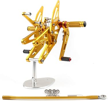 Bruce & Shark Motorcycle Rearset Foot Pegs Rear Set Adjustable, Rearsets Footpegs Pedals, Rearsets Footpegs Footrest for Yamaha YZF R6 2003-2005 Gold