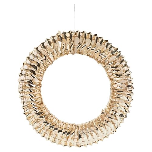 Urbn-Living Urbnliving 40Cm Round Gold Wreath Decoration With Led Lights Christmas Ornament Lights Hanging Xmas Decor from B&Q