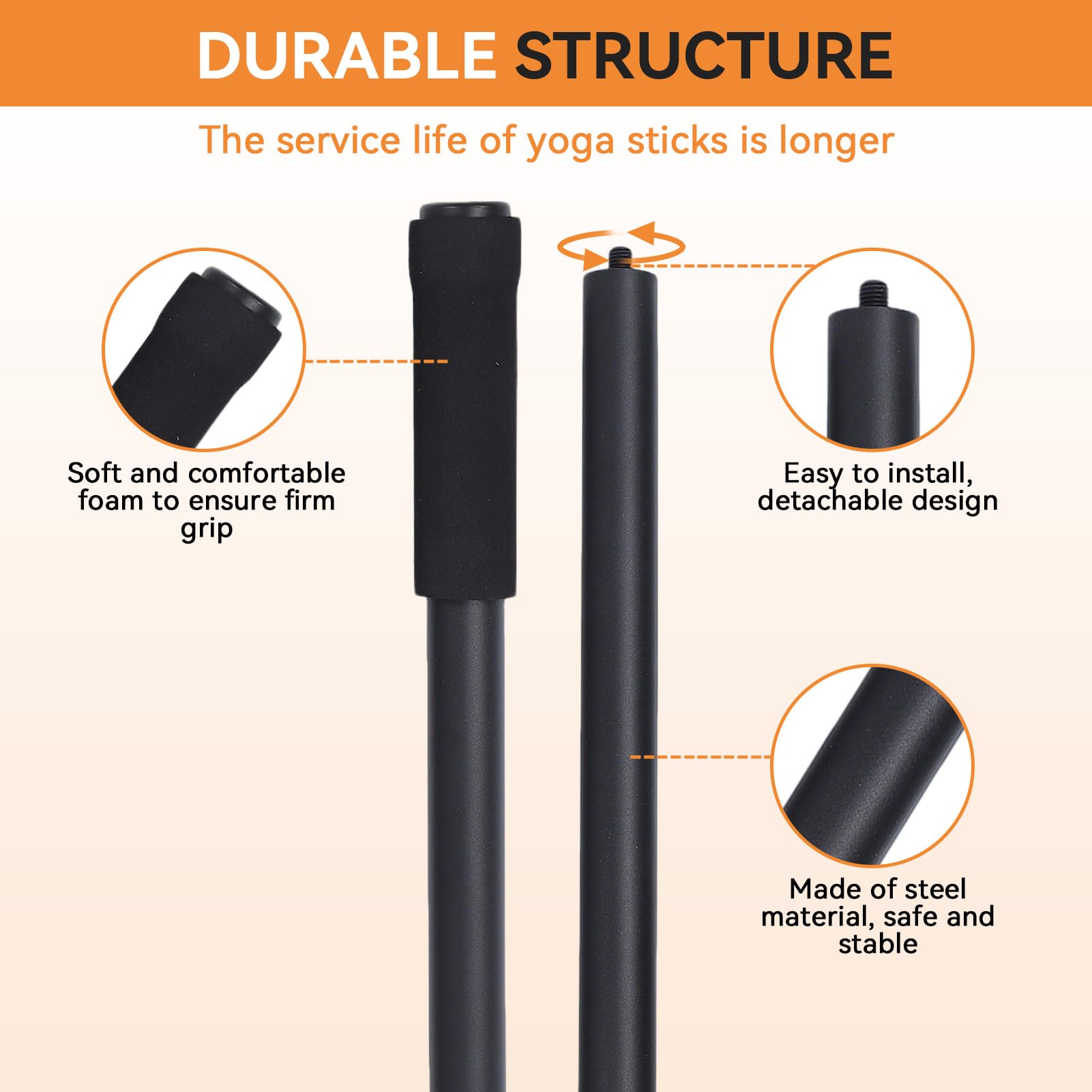 Stick De Yoga Ajustable, Promover Flexibilidad De Acero Estiramiento De Estiramiento De Estiramiento De Ejercicio Versátil Palo Con Manijas De Espuma Barras De Bar Portatiles Para El Equilibrio Físico