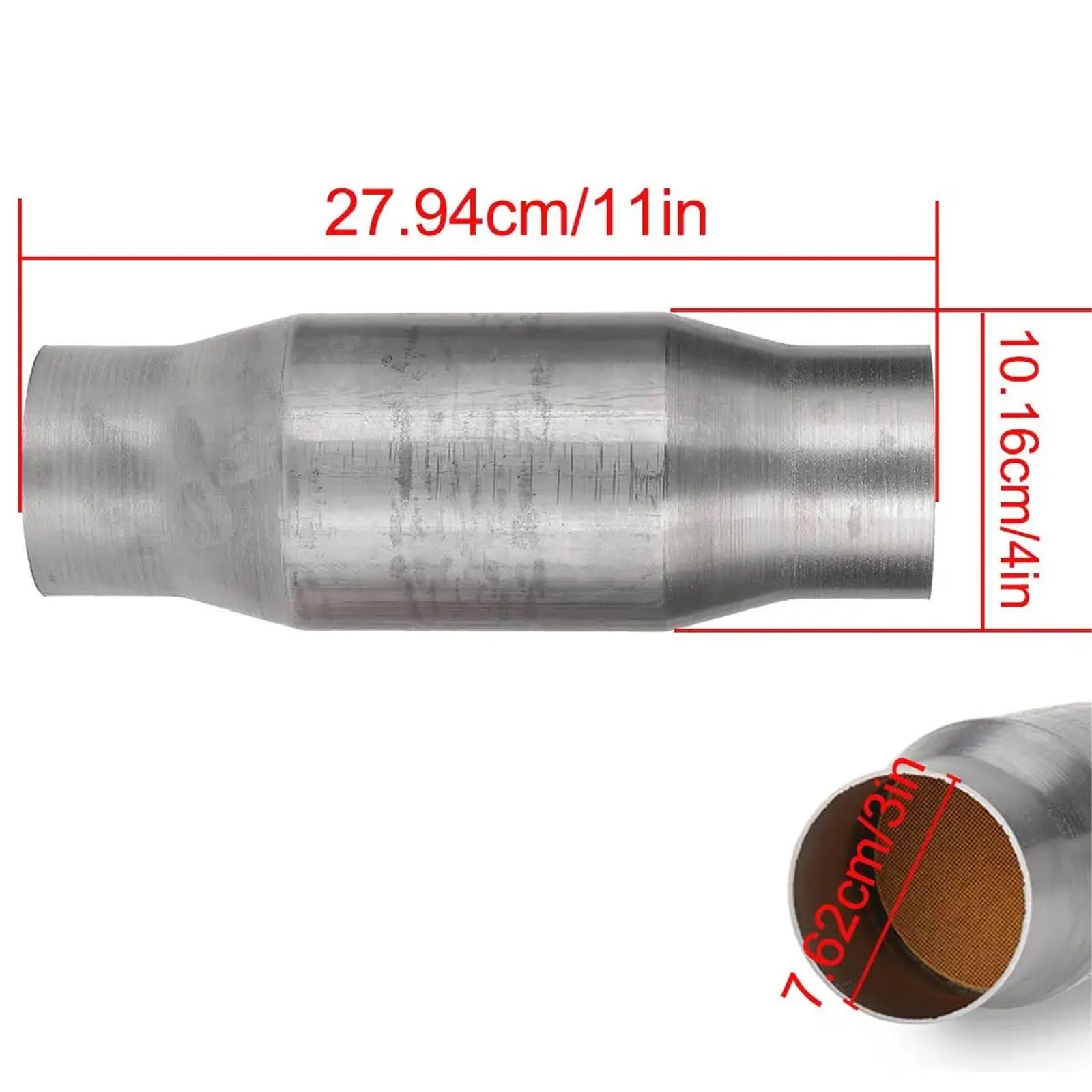 katalizator samochodowy katalizator akcesoria 1/2X 3-calowy uniwersalny wlot/wylot, 400-komorowy spawany katalizator ze stali nierdzewnej o długości 11 cali, o wysokim przepływie(2x)