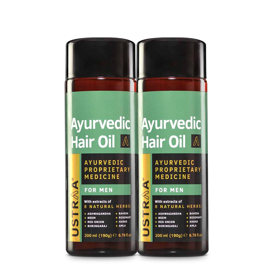 Ustraa Ayurvedic Hair Oil – 200 ml x 2 – Set of 2 | with 8 Natural Herb extracts | Controls hair fall, Fights Dandruff | No SLS, No Parabens, No…