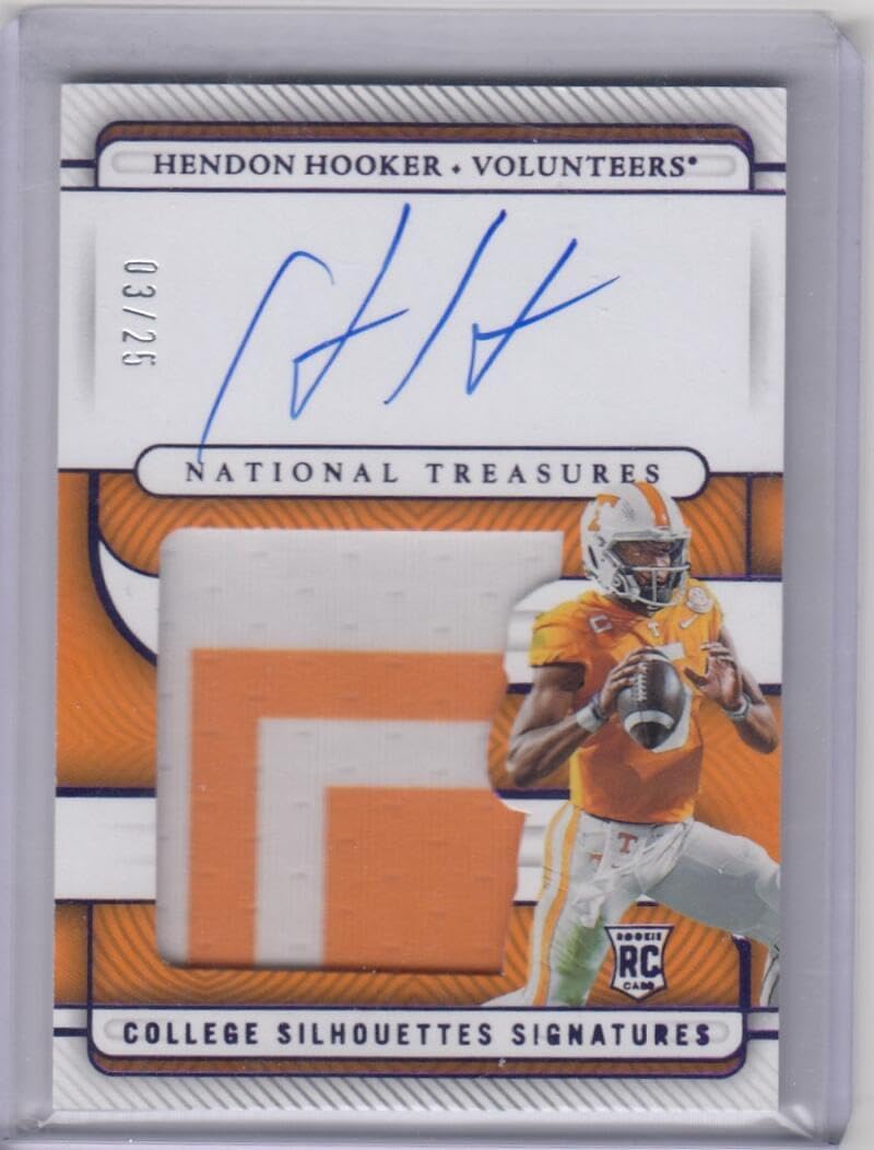 Football Trading Card 2023 Panini National Treasures Collegiate College Silhouettes Signatures Purple #10 Hendon Hooker NM Near Mint Auto 3/25