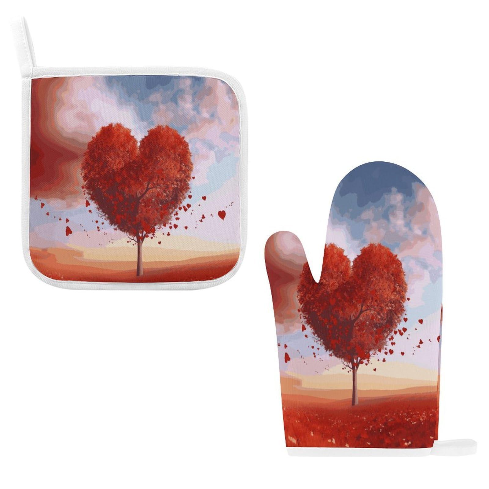 Btcowzrv Style Heart Tree Oven Mitts And Pot Holders 2Pcs Set