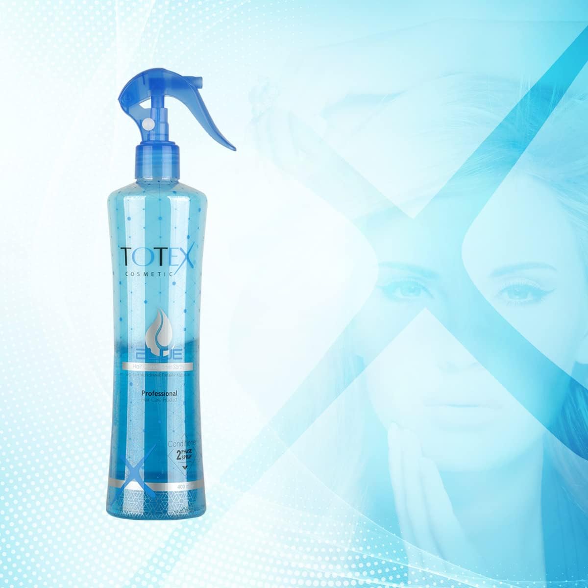 Totex 2 Phase Hair Conditioner Spray Leave-in Conditioning Hair For Damaged Hair Formula Untangling, Nourishing, Moisturizing Blue 400 ml