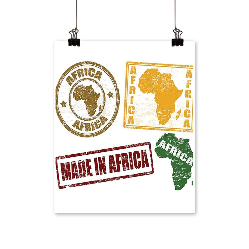 Artwork for Living Room DecorationsSet of Rubber Stamps Made in Africa Quote Inside Authentic Labels Theme on Canvas Wall Art for Home,24" W x 40" L/1pc(Frameless)