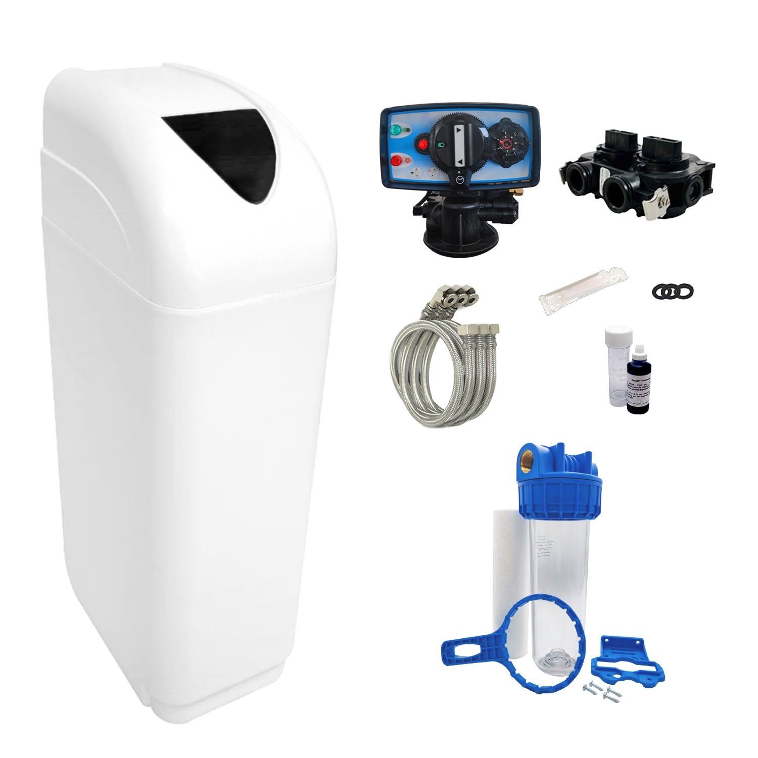 Descalcificador 30l Fleck 5600 Mc Cronométrico Con Kit De Instalación Descalcificador De Agua Domestico