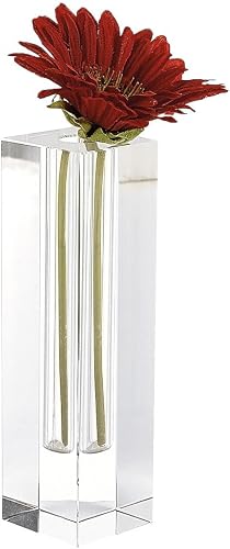 Donovan Optical Crystal Flower Bud Vase Centerpiece, 8 Inch | Small bud vase for single stems, small bouquets, shelf decor, dinner table accents, weddings, events and gifts