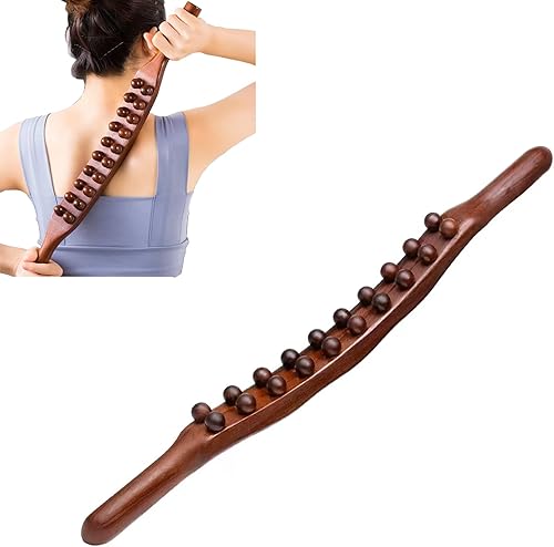 Varilla de masaje de madera, herramienta de palo de madera Guasha, herramientas de masaje de terapia de madera, 20 cuentas de tratamiento de puntos
