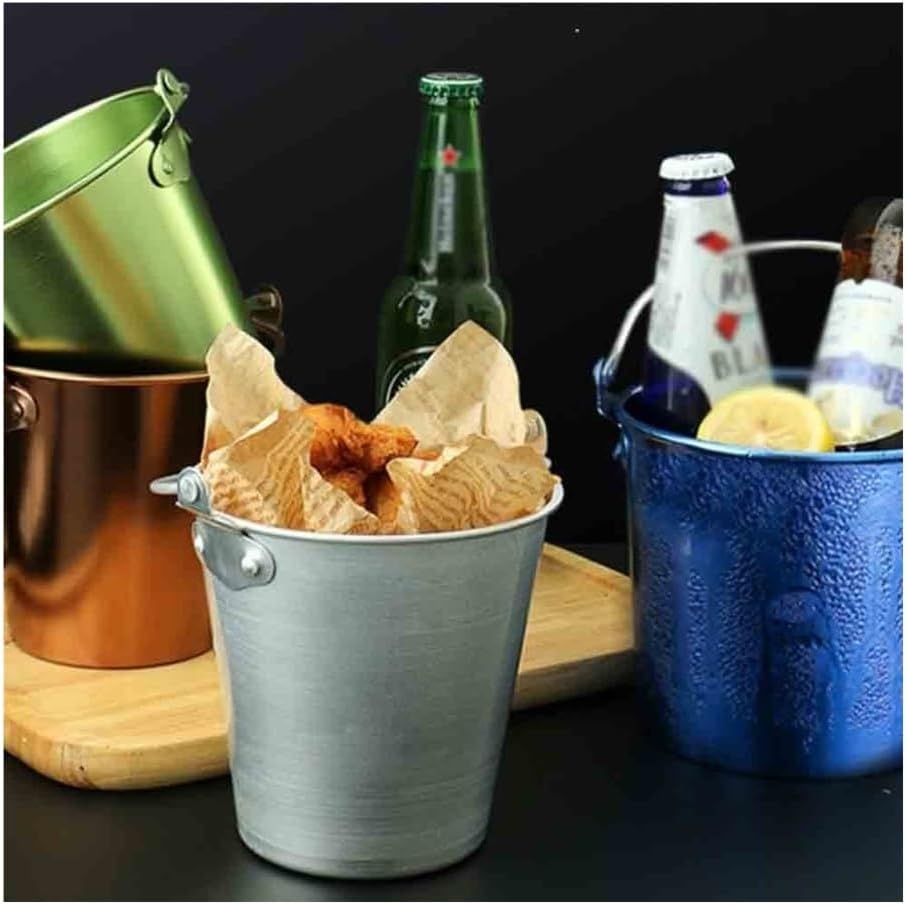 Ice Bucket, Electroplating Ice Pellet Bucket Aluminum Snack Bucket Mini Portable Ice Bucket Creative Bar Ice Bucket Ice Buckets For Parties(Brown)