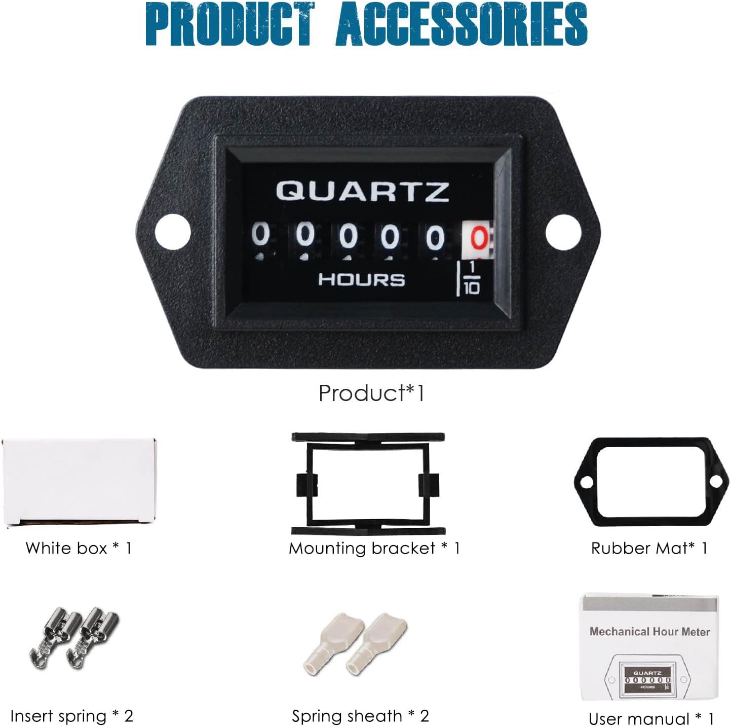 Runleader Mechanical Hour Meter for Maintenance, AC/DC 8V to 80V for Golf Cart Boat Forklift Motorhome Sawmill etc.