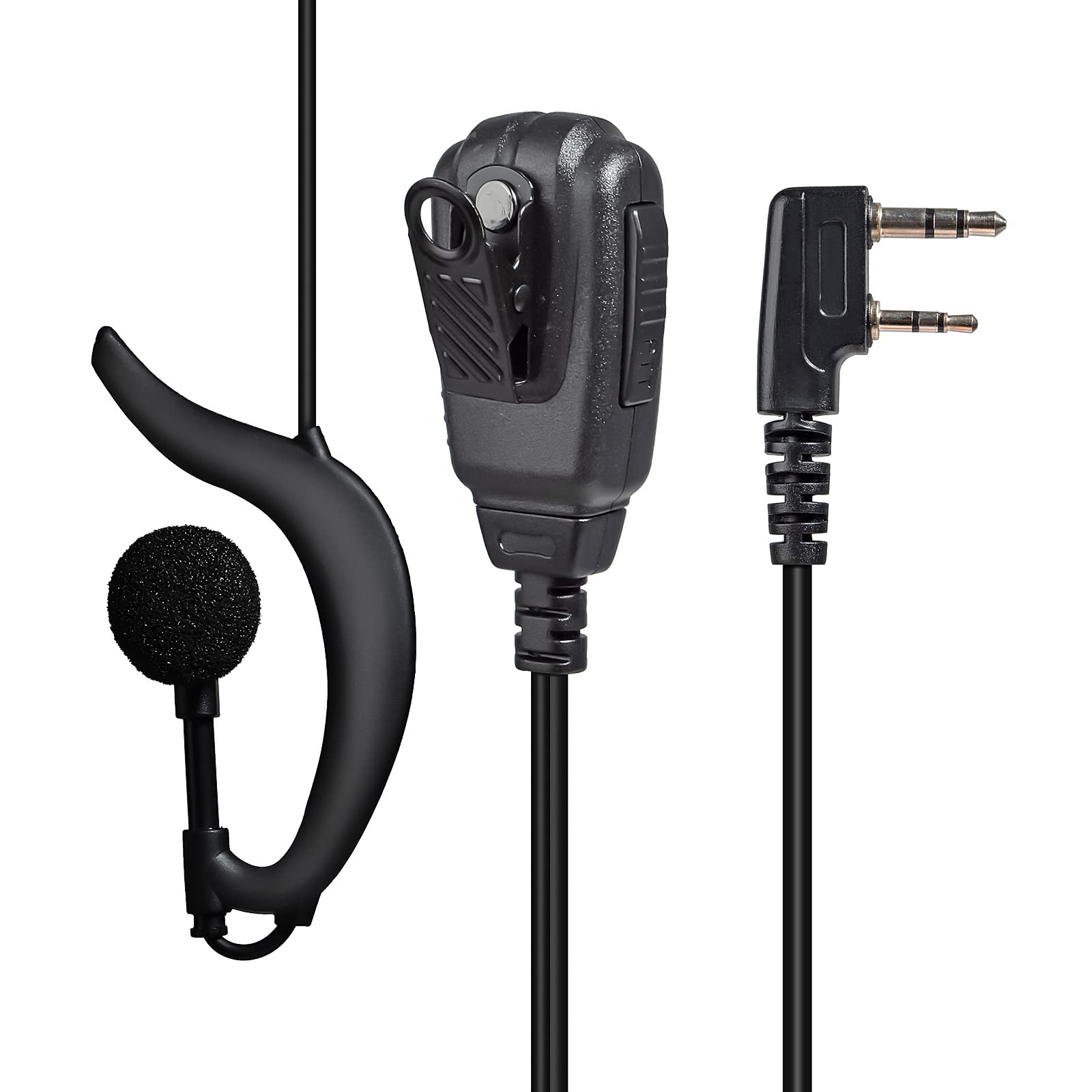 HYSHIKRA Radio Earpiece Compatible with Retevis Baofeng UV5R Kenwood TK250 Walkie Talkie Headset with PTT and Mic (G Shape, 2 PACK) - Image 2