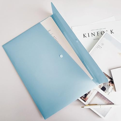 Miniatura 5 de VANRA Carpetas de archivos de polietileno tamaño carta, organizador de sobres de plástico, tamaño A4, soporte plano para documentos con cierre de