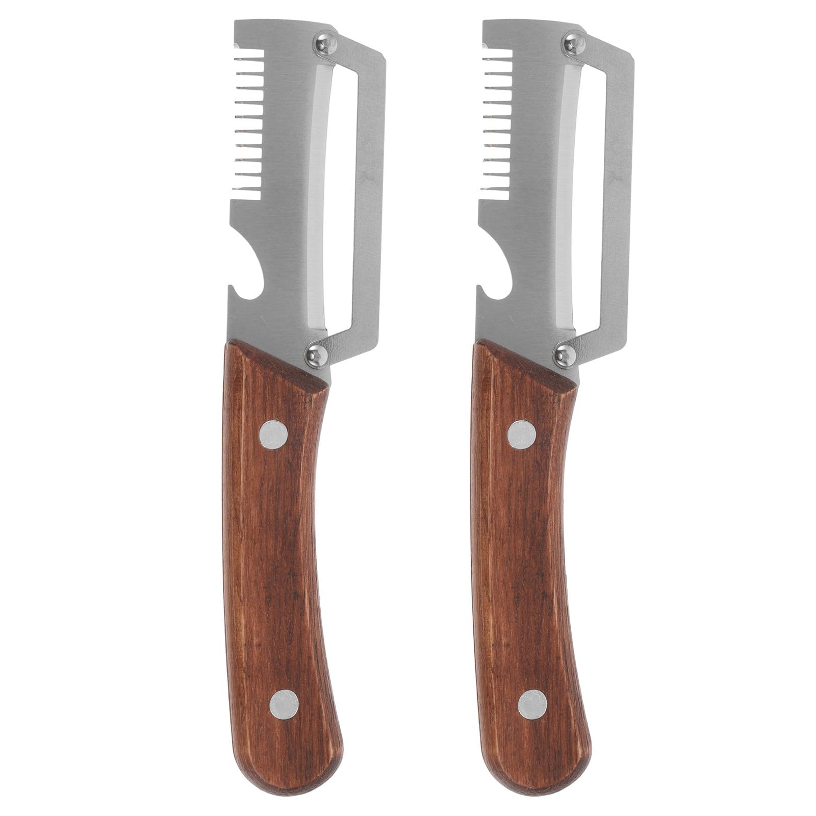 Lot de 2 Éplucheur à LScallion Slicer multifonctions 2 en 1 avec manche en bois pour légumes fruits oignons