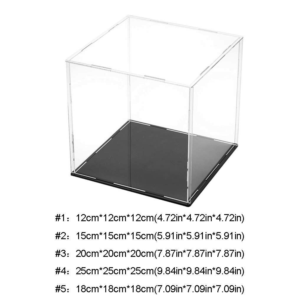 Vetrina In Acrilico Trasparente 25x25x25 Cm Con Base Nera – Per Action Figure, Collezioni, Anti-polvere, Da Assemblare