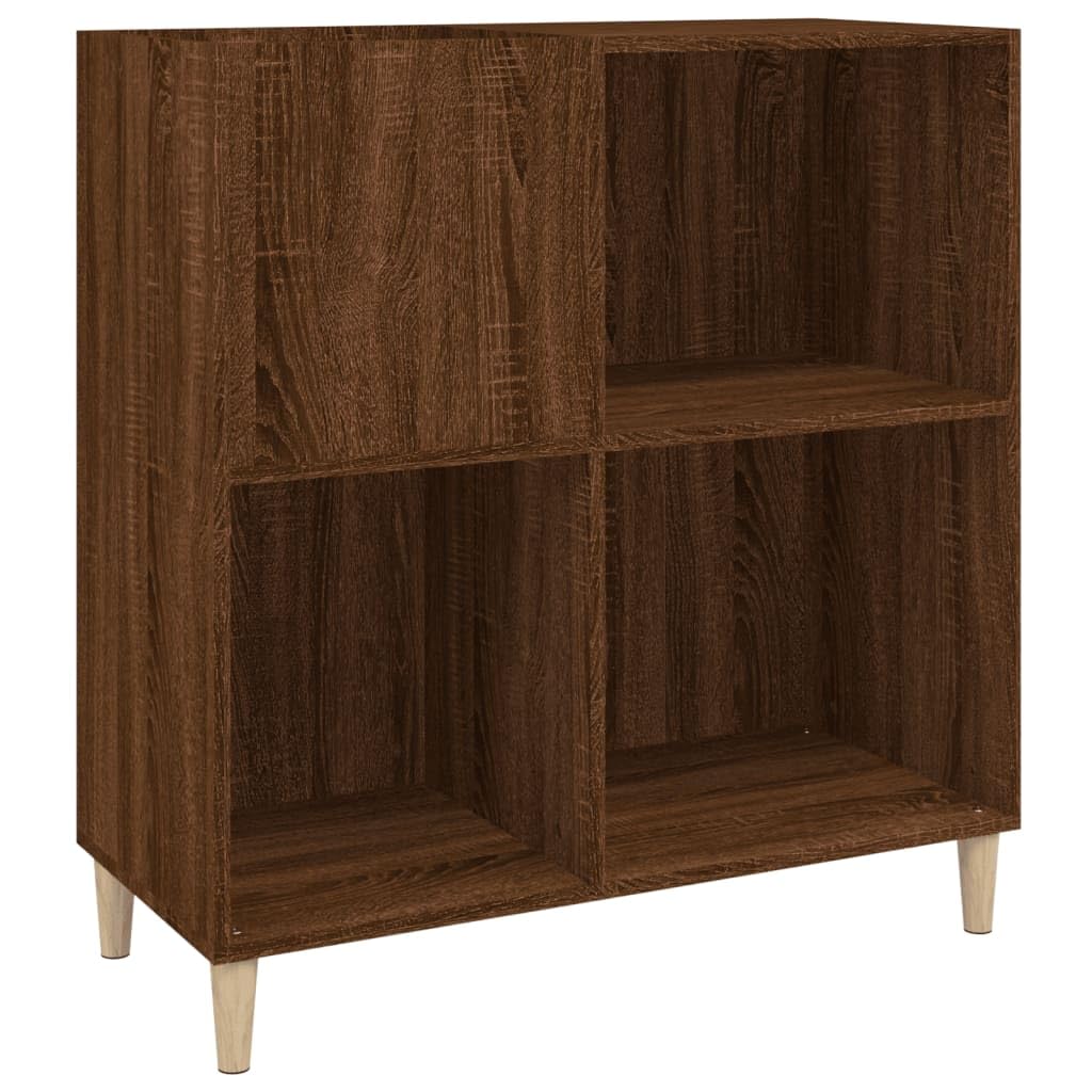 Prisent Mobiletto Multiuso in Rovere Marrone - Porta Dischi Vinile e CD, Scaffale Stretto per TV e Soggiorno - 84,5x38x89 cm