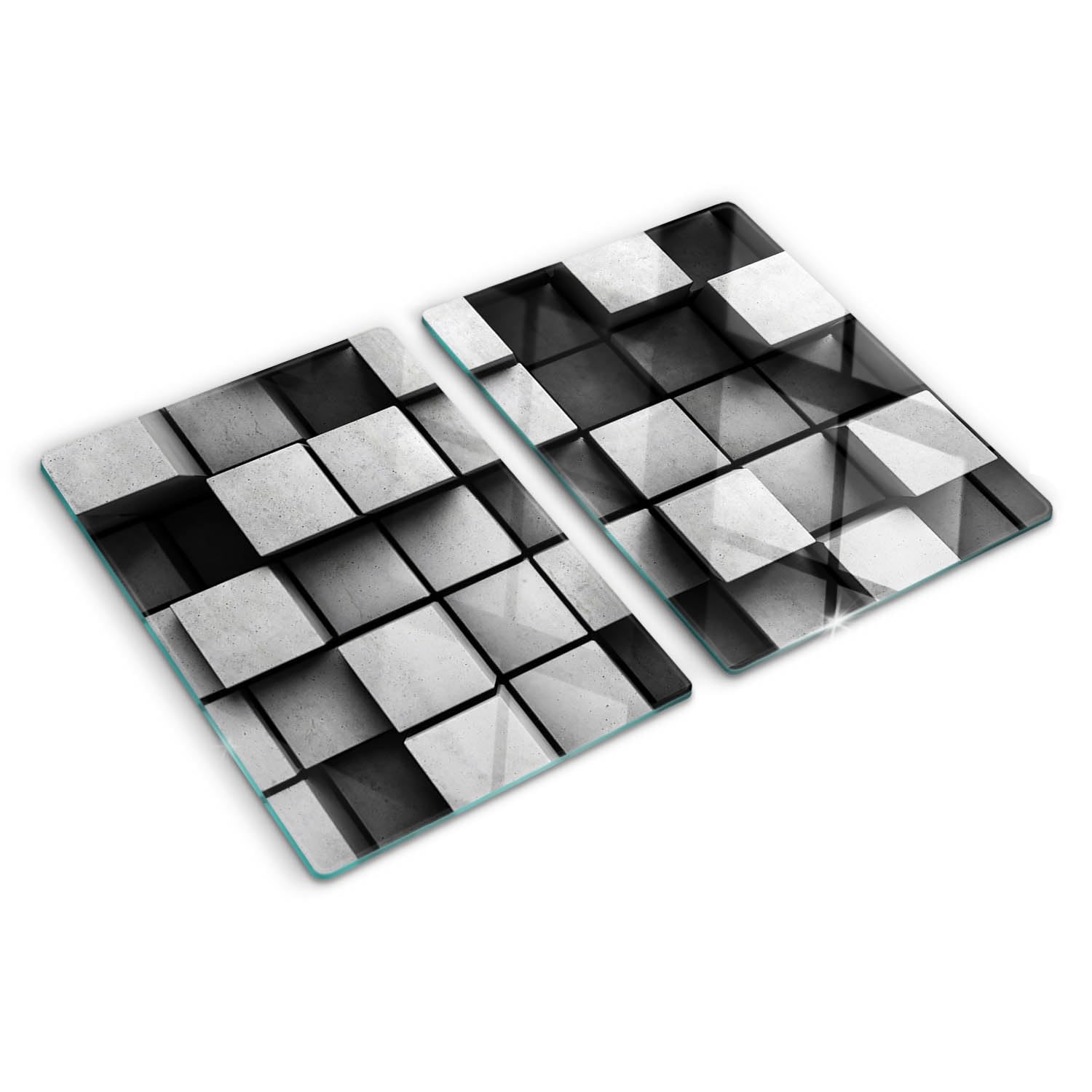 Planche à découper en verre résistant à la chaleur avec impression et pieds antidérapants