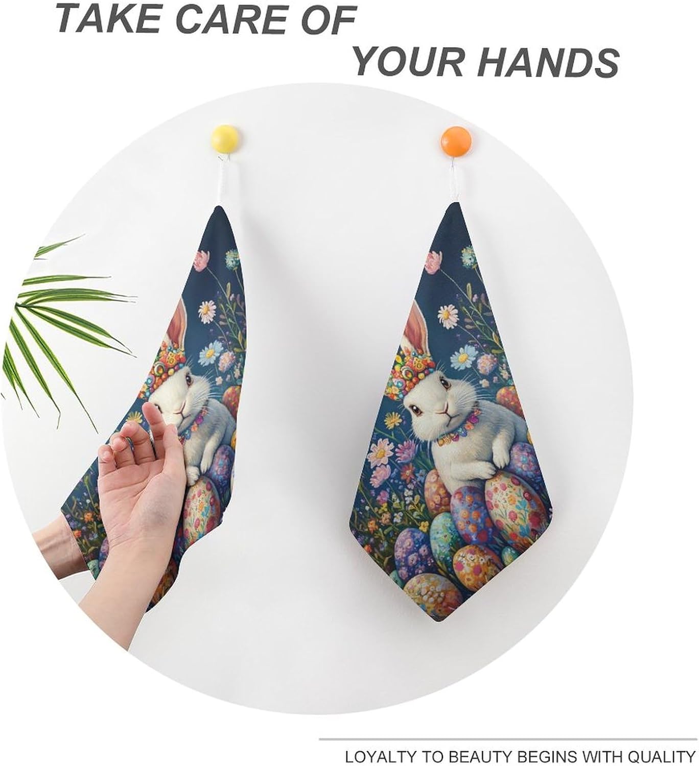 Easter Bunny Egg Towel Hand Towels Decorative Towel for Bathroom Kitchen Shower Gym 4PCS