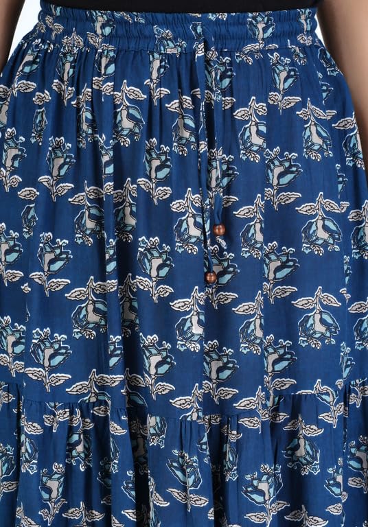 Image of Printed Cotton Women Wear Long Skirt Length 40 inch inch