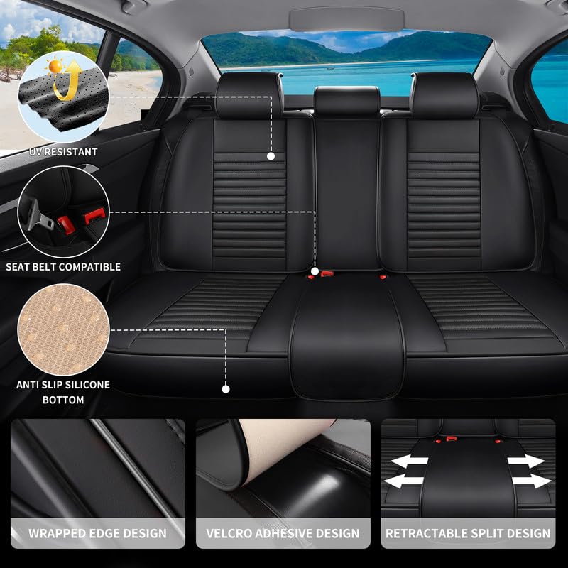 Image of Seat Covers Full Set Fit for Chevy /Chevrolet Impala 2000-2020, Black