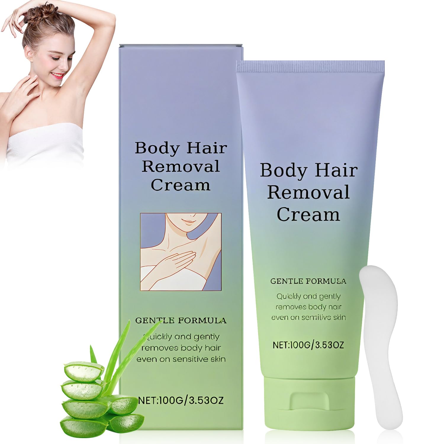 Body Hair Removal Cream with Spatula Applicator Hair Removal Cream For Sensitive Skin Gentle Formula for All Skin