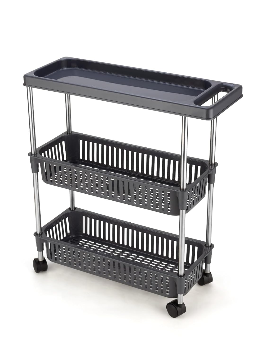 Rasvesh PlasticStainless Steel Fruit & Vegetable 2+1 Stand Kitchen