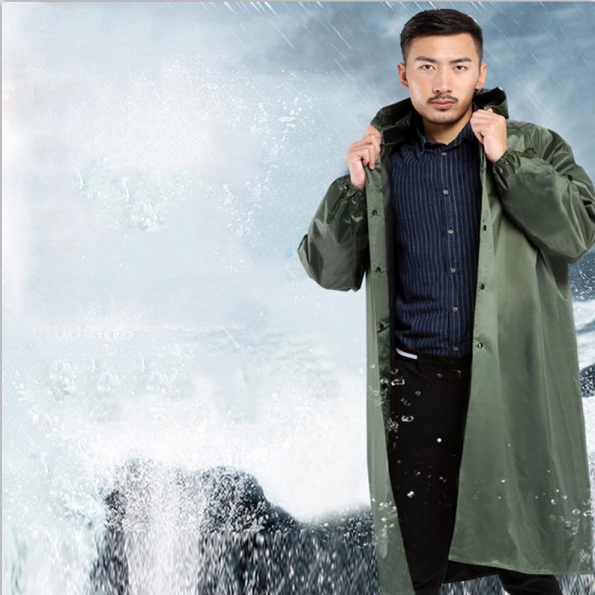 Rain Poncho for Women Lightweight Rain Jacket Hiking Cover Adults Raincoat One-piece