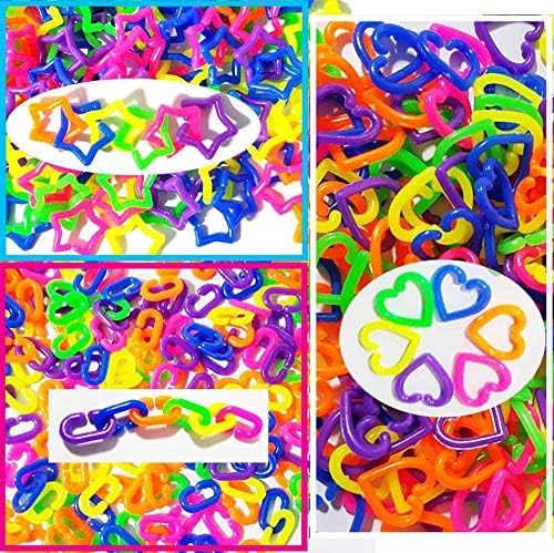 IzHotta Plastic Chain Links Kit C-Clips Hooks for Sugar Glider Rat Parrot Bird,Toy Learning Rainbow DIY Necklaces Bracelet (Set of 600 Pcs 3 Style)