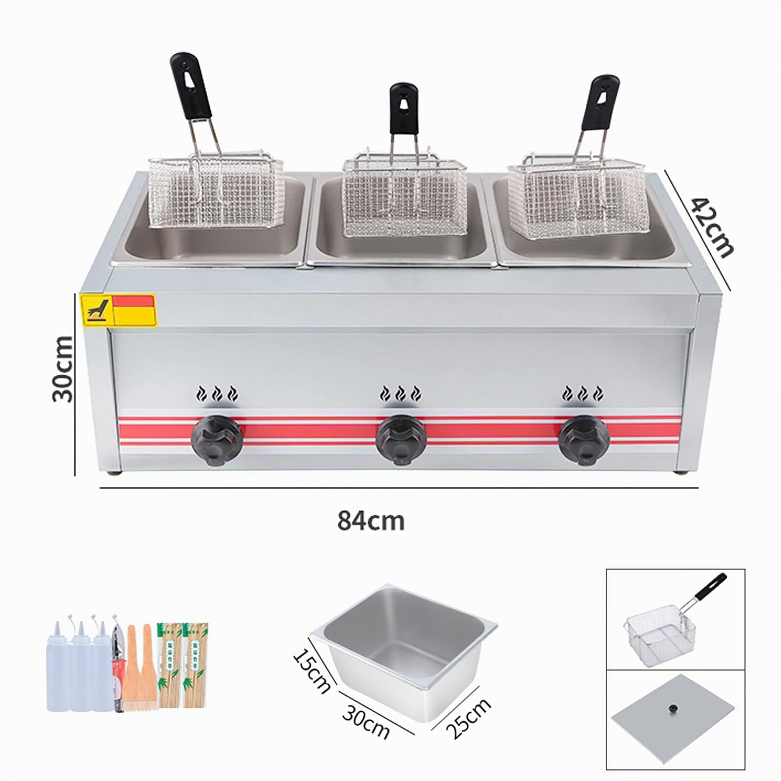 Deep Fryer Friggitrice A Gas da 10/20/30 Litri, Friggitrice Multifunzione A GPL, Potenza di Fuoco Regolabile, Friggitrice A Gas Professionale, Cestello E Coperchio Staccabili in Acciaio Inossidabile