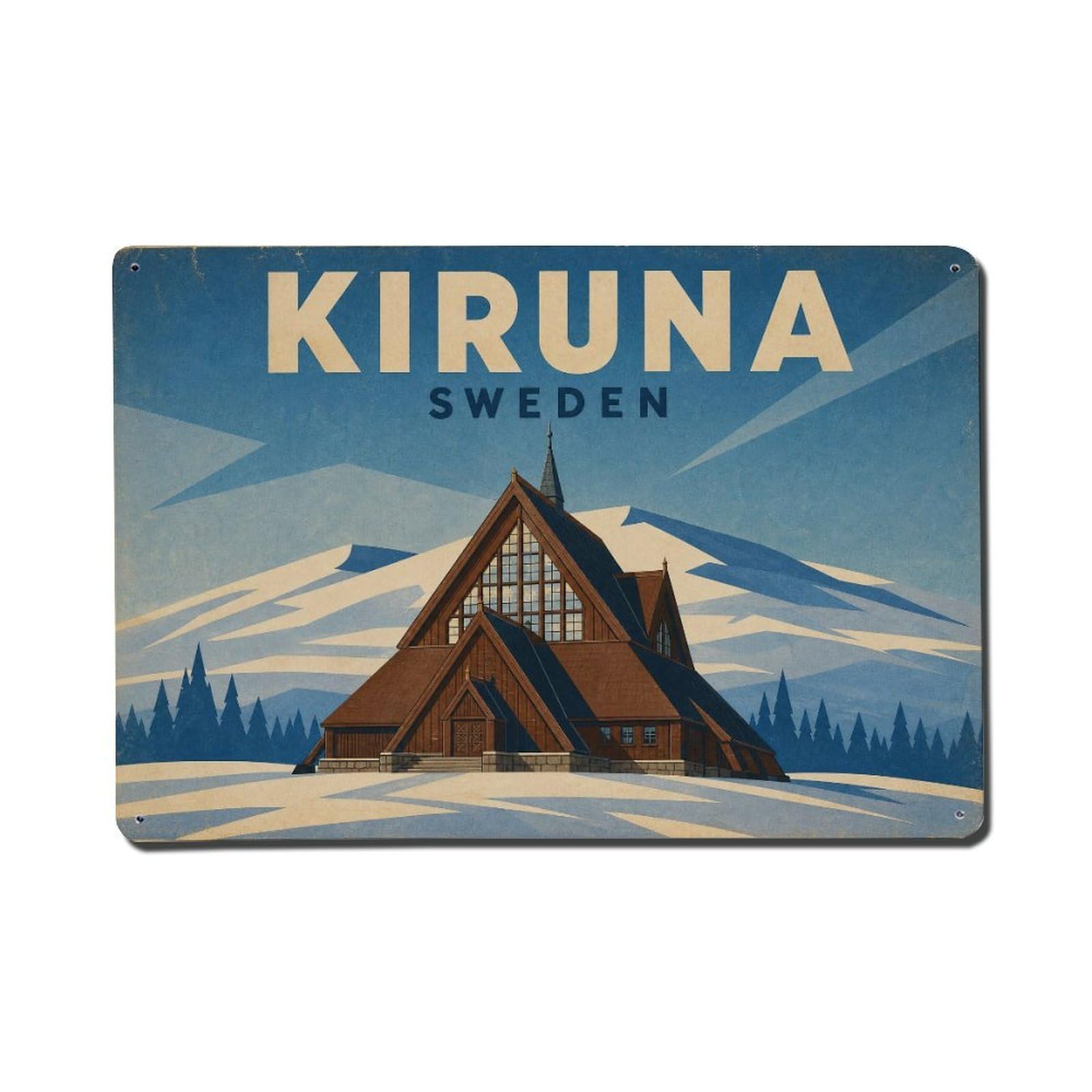 Retro Travel Sweden Kiruna Metal Tin Sign