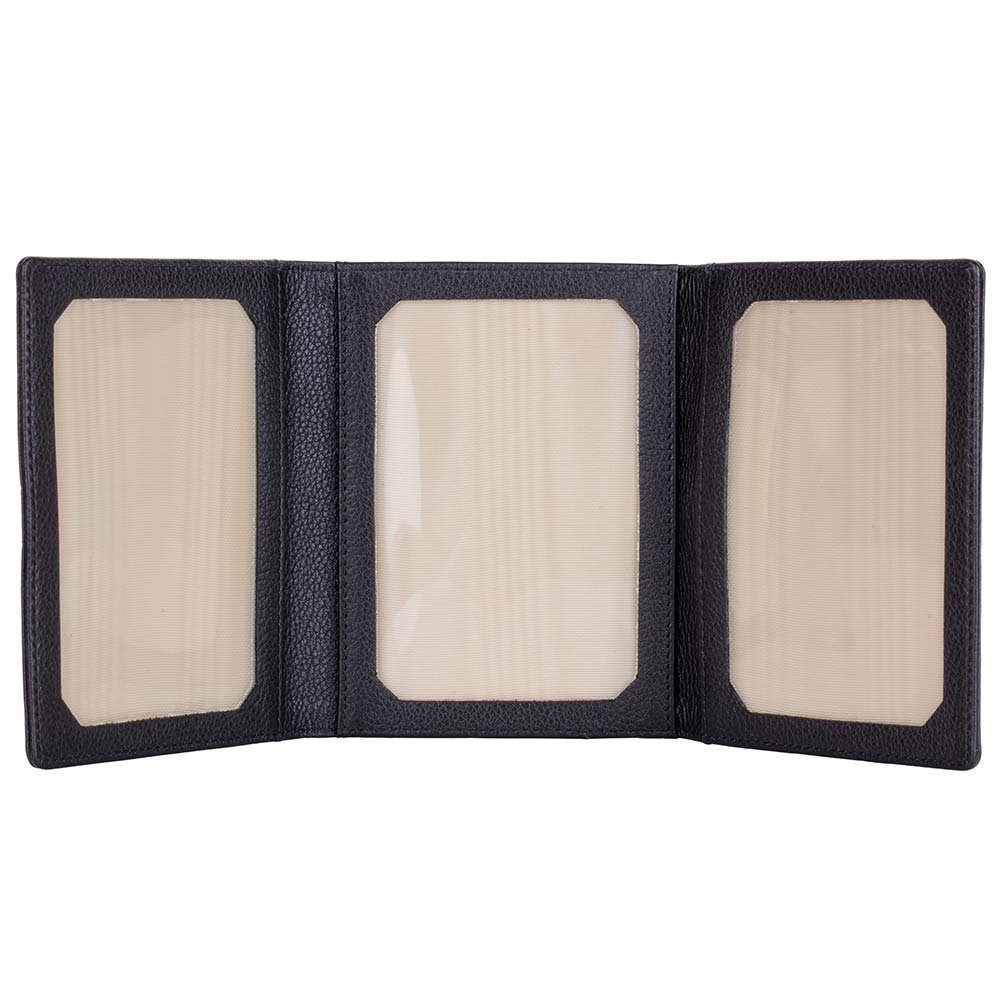 David HamptonLuxury Leather Triple Photo Frame Black Malvern